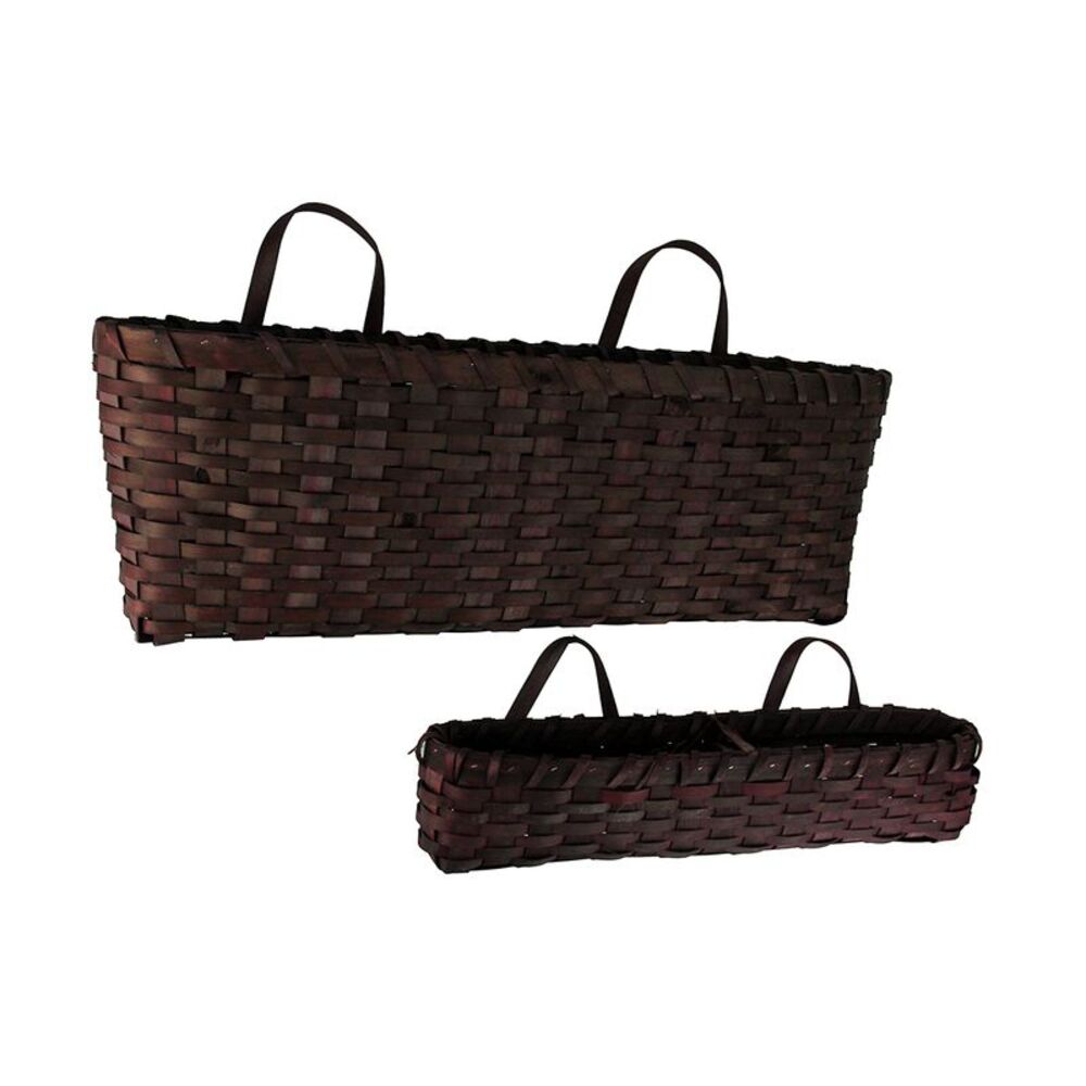 Dark Red Woven Wood Window Basket Set of 2